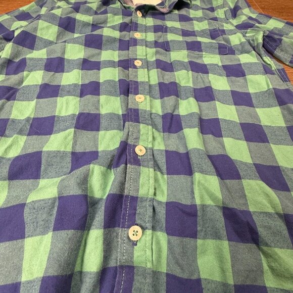 Mini Boden Boys Buffalo Plaid Long Sleeve Button Down Shirt, Blue/Green 13-14Y - Picture 2 of 10